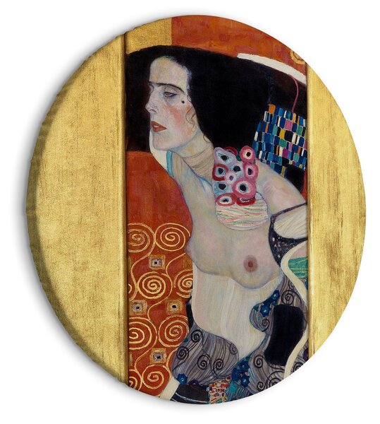 Artgeist Kruhový obraz - Judita II., Gustav Klimt - Abstraktní portrét polonahé ženy Velikost: 80x80 cm