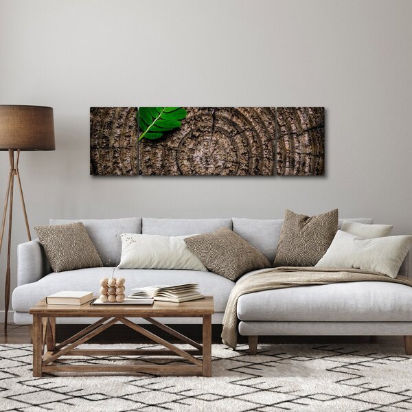 Obraz listu na kmeni stromu (170x50 cm)