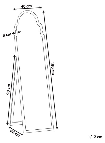 Stojací zrcadlo CHATILLON 150 cm Černá