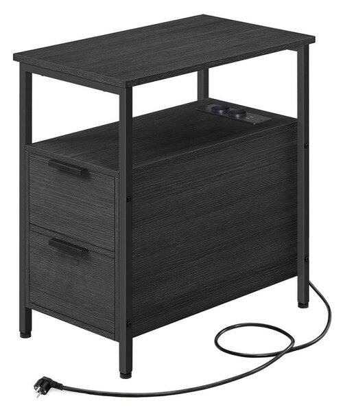 Odkládací stolek s vestavěnými zásuvkami a USB porty ROD 60x35 cm černá