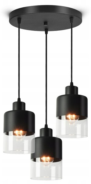 Závěsné Stropní Svítidlo Lustr Dual Glass 568-EZ3 LED E27 Černá Edice