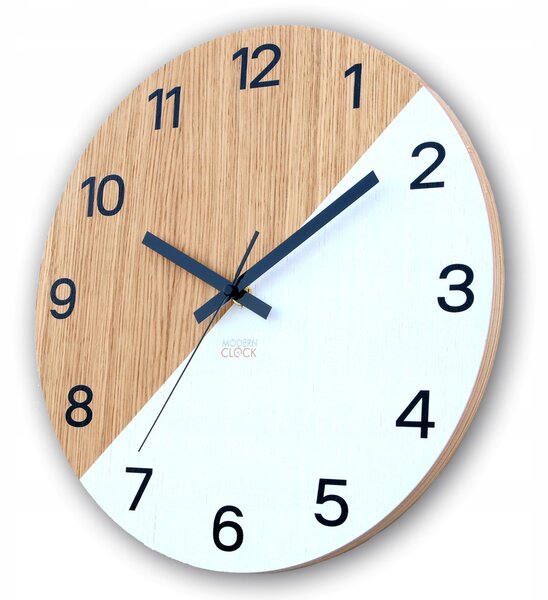Nástěnné hodiny dřevěné Oxford Wood bílé 33 cm