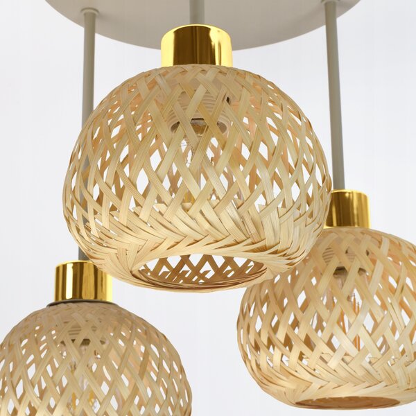 Moderní stropní svítidlo lustr BOHO 3xE27 béžová zlatá do obýváku LED