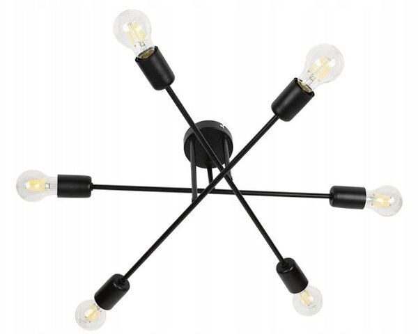 Lampa sufitowa wisząca żyrandol KINKIET, svítidlo 6 x E27 70 cm, LED, černá