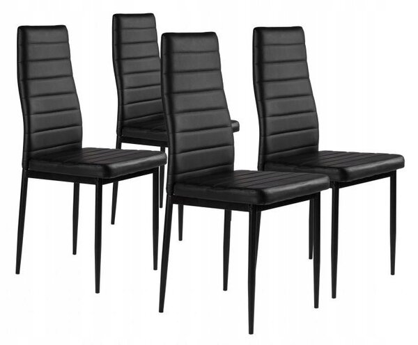 Židle ModernHome 4 ks černé eko kůže moderní do jídelny