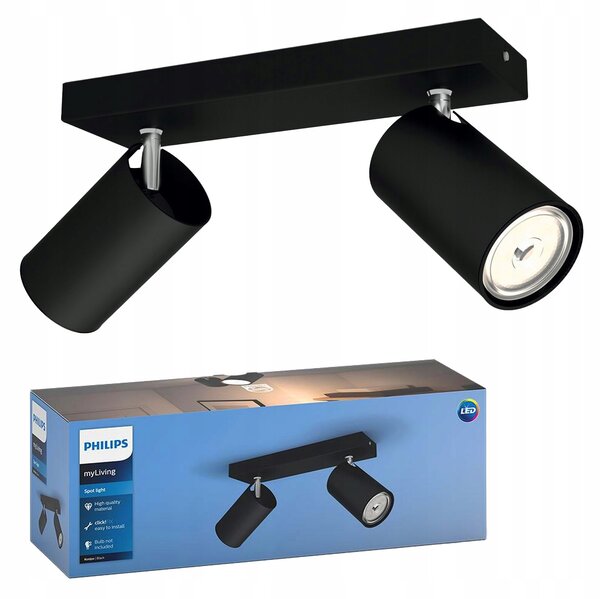 PHILIPS Stropní REFLEKTOR Nástěnný nástěnné/stropní svítidlo KOSIPO 2x GU10 Černá