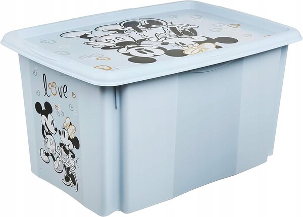 Úložný box na hračky Keeeper Mickey a Minnie, světle modrý, 45 l