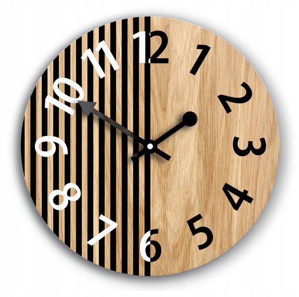 Nástěnné hodiny ModernClock dřevěné 33 cm bílé černé quartzové