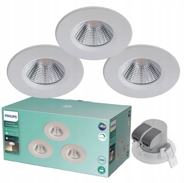 3x Zapuštěné podhledové LED svítidlo 5,5W 350lm IP65 Vodotěsné Philips