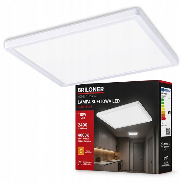Čtvercové Stropní Svítidlo Briloner 29,3 x 2,8 cm, bílý