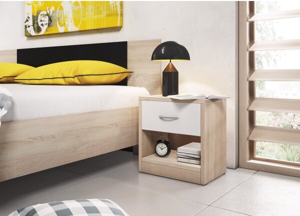 Noční stolek NED 38x28 cm dub sonoma/bílá