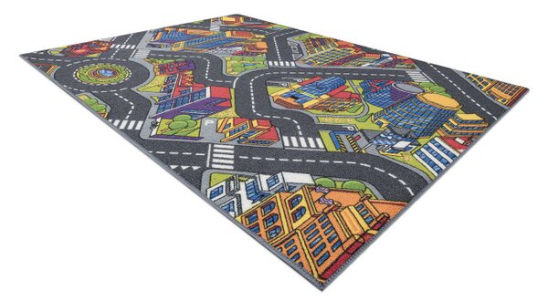 Dětský koberec REBEL ROADS Urban life 97 Metropolis, ulice protiskluzový - šedý