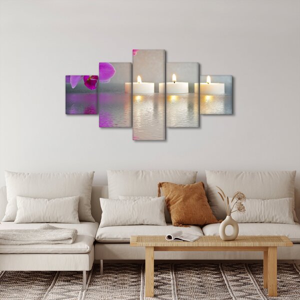 Obraz svíček na vodě (125x70 cm)