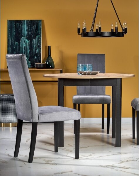 Rozkládací jídelní stůl CALMIO 102/142x102 cm dub artisan/černá