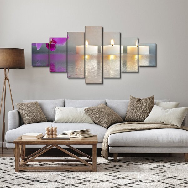 Obraz svíček na vodě (210x100 cm)