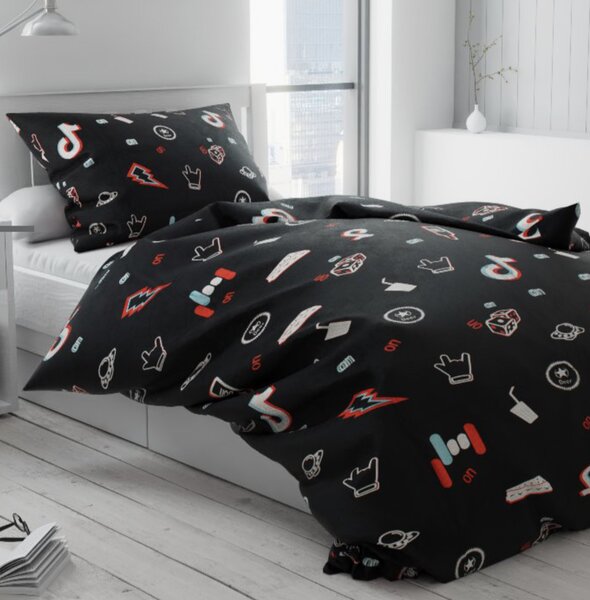 Povlečení bavlněné TikTok TiaHome - 1x Polštář 90x70cm, 1x Přikrývka 140x200cm