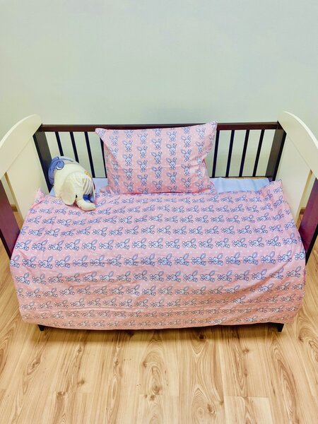 Povlečení bavlněné dětské Zajíček ružový TiaHome - Dětský set 130x90cm + 65x45cm
