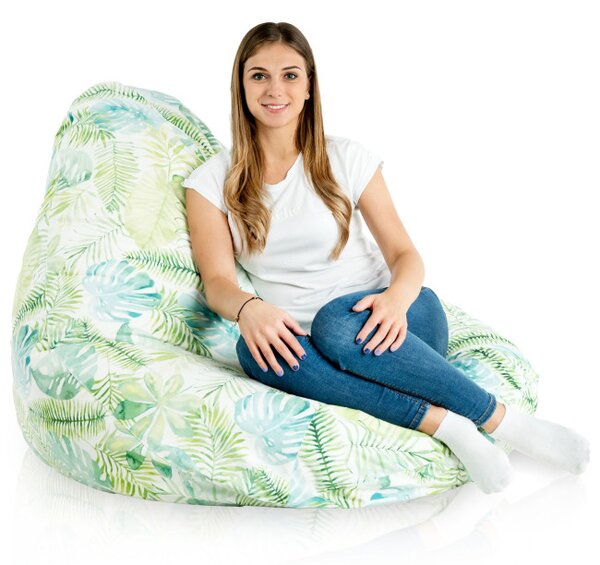 Sedací vak DROP XXL malované listí monstera