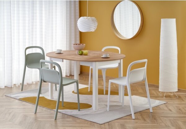 Rozkládací jídelní stůl CALMIO 102/142x102 cm dub craft/bílá