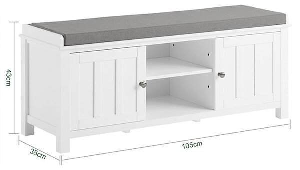 FSR35-W Lavice na boty Botník Šatní lavice s polštářem sedáku Bílá 105x43x35cm