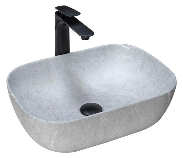 REA-U3801 - Umyvadlo na desku LIVIA 33,5x46,5 cm keramika/šedá/imitace kamene