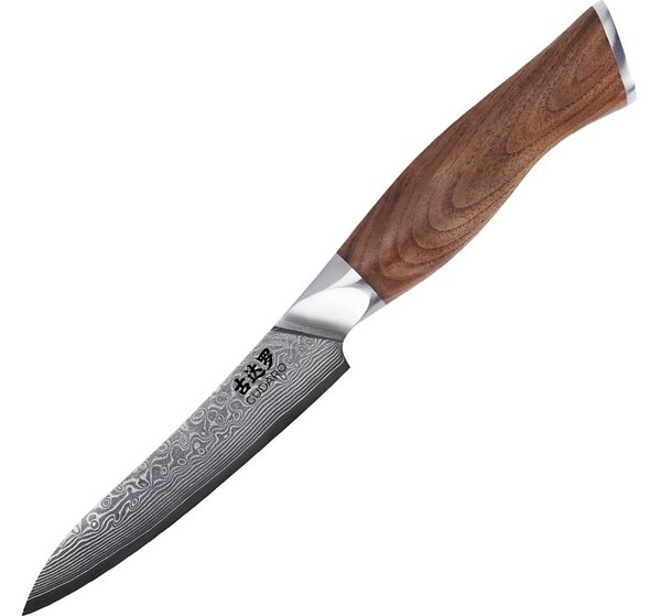 Gudaro - Damaškový univerzální kuchyňský nůž TAKUMI 5", délka 12,5 cm,ořech