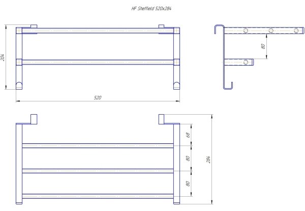 Sušák ručníků na koupelnový radiátor HF SHEFFIELD 52x28,4 cm černá