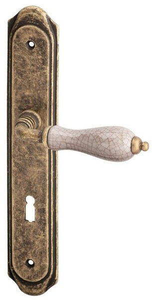 AC-T SERVIS Dveřní klika ANTIK patina bronz/porcelán - oválné štítové kování 72 mm Provedení štítu: BB - obyčejný klíč