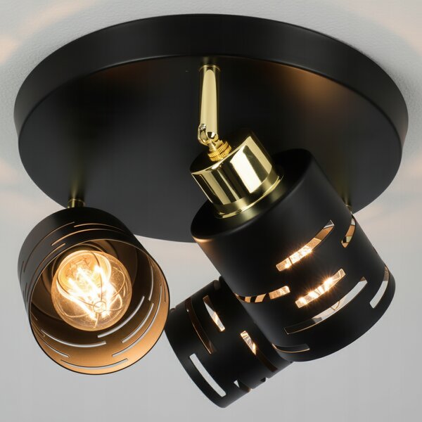 Lampa sufitowa Smartled černá zlatá 3x E27 moderní