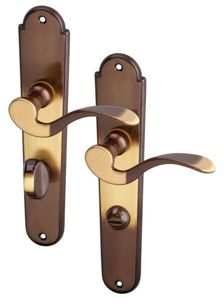 AC-T SERVIS Dveřní klika KAMPA bronz - oválné štítové kování 72 mm Provedení štítu: Koule/klika - levá