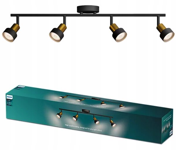 Stropní Svítidlo Reflektor 4x GU10 Černá-Měděná Conduit Philips