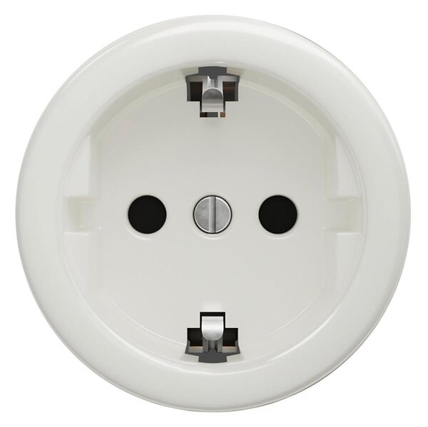 Kliklap - Retro zásuvka domovní bez rámečku SCHUKO 230V/16A keramická bílá
