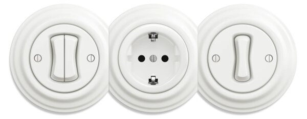 Kliklap - Retro zásuvka domovní bez rámečku SCHUKO 230V/16A keramická bílá
