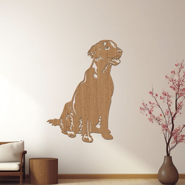 Dřevěný obraz psa Flat coated retriever | Rozměry (cm): 30x40 | Zvolte barvu dekoru: Javor