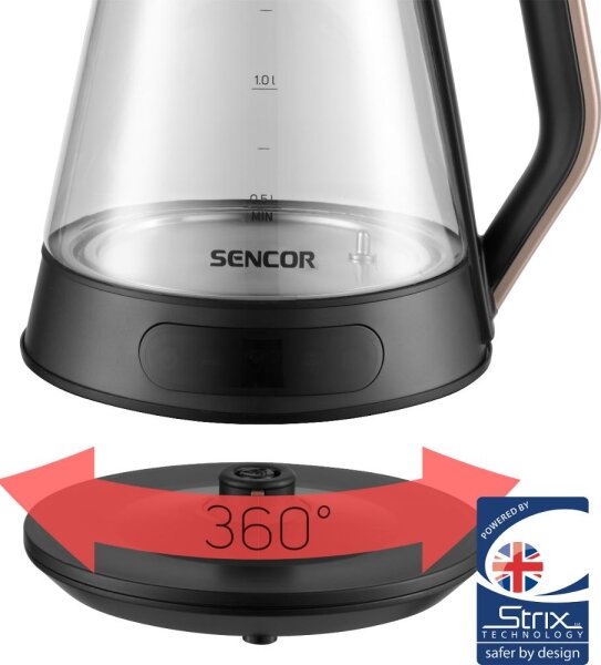 Sencor - Rychlovarná konvice s termoregulací 1,5 l 2150W/230V černá/rose gold