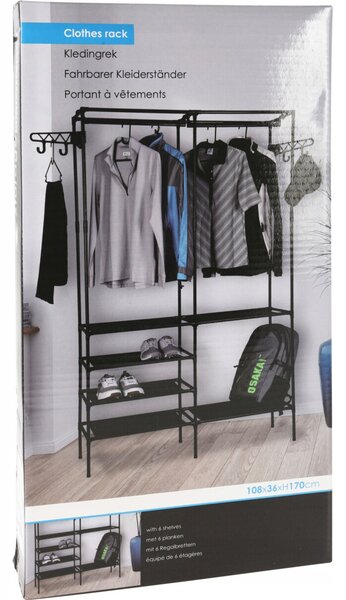Šatní skříň na oblečení STORAGE SOLUTIONS 108 x 36 x 170 cm Černá