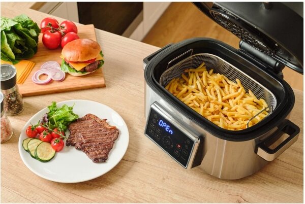 Sencor - Multifunkční horkovzdušná fritéza a gril 1660W/230V 6 l m. chrom/černá