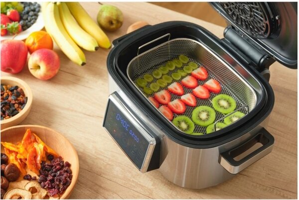 Sencor - Multifunkční horkovzdušná fritéza a gril 1660W/230V 6 l m. chrom/černá