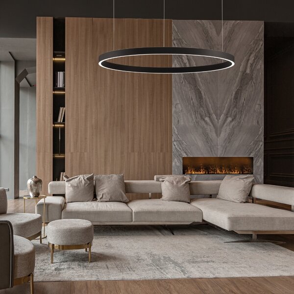 Černé závěsné LED světlo Nova Luce Elowen 98 cm