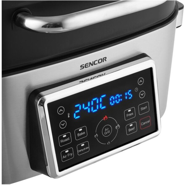 Sencor - Multifunkční horkovzdušná fritéza a gril 1660W/230V 6 l m. chrom/černá