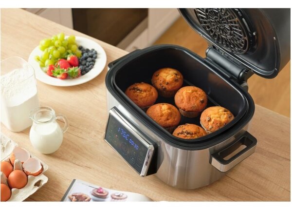 Sencor - Multifunkční horkovzdušná fritéza a gril 1660W/230V 6 l m. chrom/černá