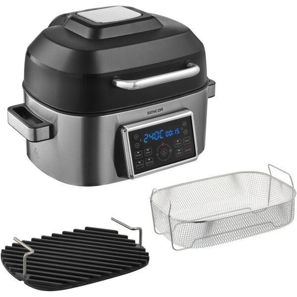 Sencor - Multifunkční horkovzdušná fritéza a gril 1660W/230V 6 l m. chrom/černá