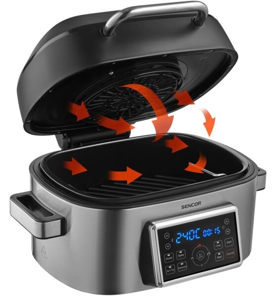 Sencor - Multifunkční horkovzdušná fritéza a gril 1660W/230V 6 l m. chrom/černá