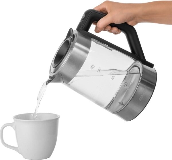 Sencor - Rychlovarná konvice s termoregulací 1,7 l 2200W/230V matný chrom/černá