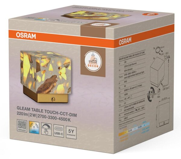 LEDVANCE stolní svítidlo Decor Gleam 2 W 5 V stmívatelné CCT touch