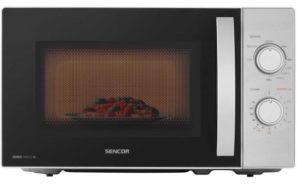 Sencor - Mikrovlnná trouba s funkcí grilu 700W/1000W/230V 20 l matný chrom