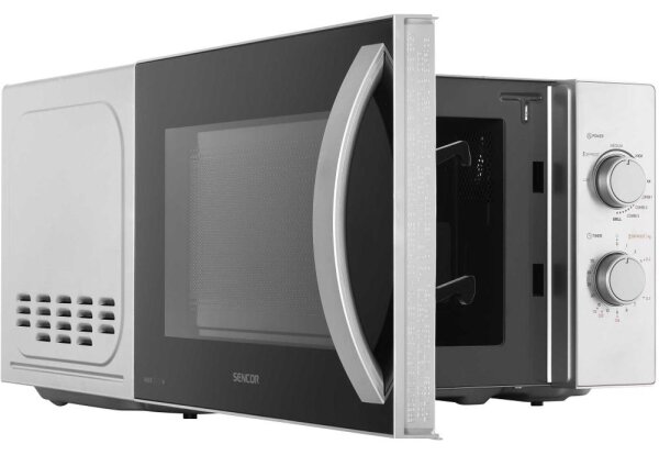 Sencor - Mikrovlnná trouba s funkcí grilu 700W/1000W/230V 20 l matný chrom