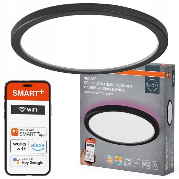 OSRAM SMART+ WiFi Orbis Ultra Slim LED Panel 235mm Černý, 19W, 1070lm, RGB