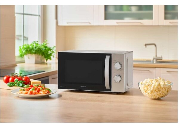 Sencor - Mikrovlnná trouba s funkcí grilu 700W/1000W/230V 20 l matný chrom