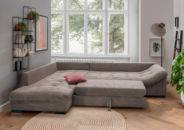 ROHOVÁ SEDAČKA, textil, šedohnědá P & B - Sedací soupravy, Online Only
